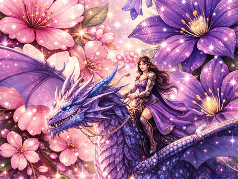 cosyfantasy mit BLüten und Drachen