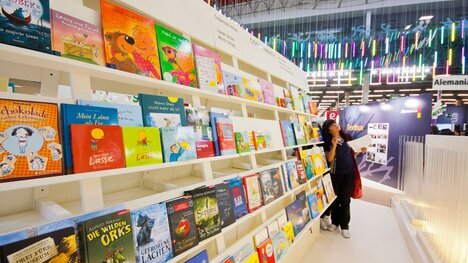 Children books in shelves 