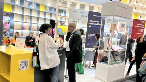 German Stand at fair in Guadalajara 2023 with people on site