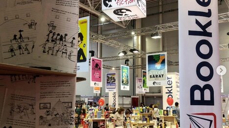 Bookfest Bucharest fair hall and banner
