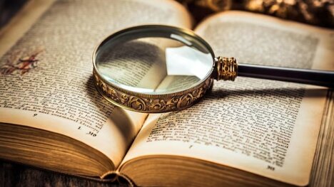 magnifying glass on book