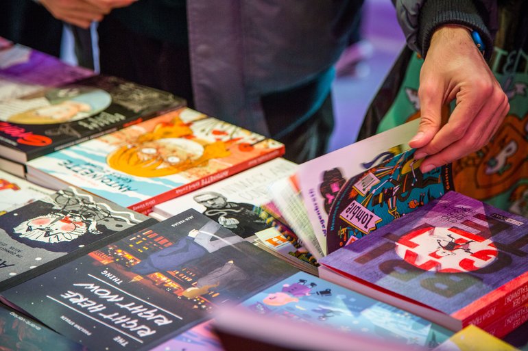 German books at a festival